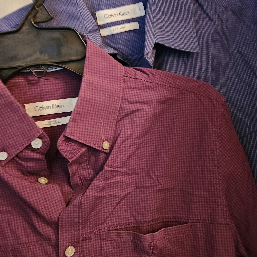 Calvin Klein Collection Magenta and Blue Lot Of 2 Button Down Shirts